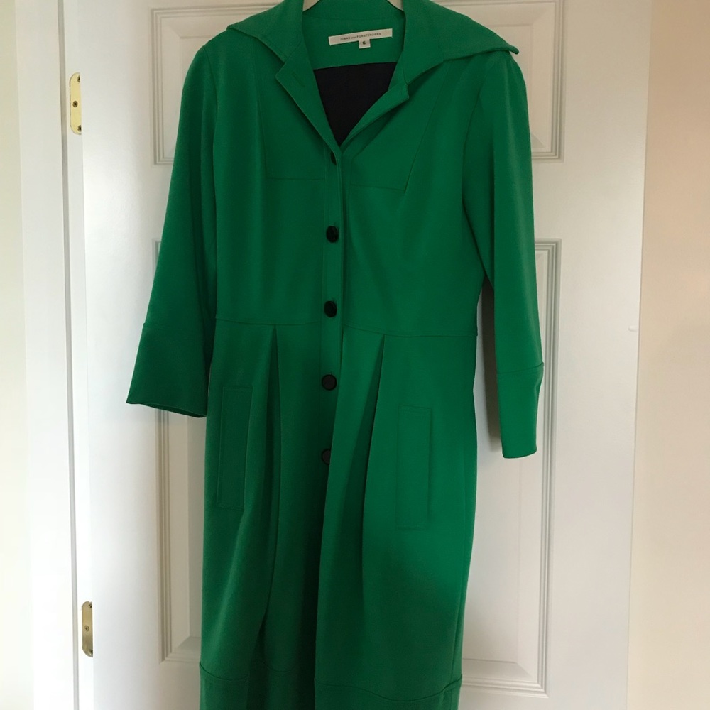 Diane von Furstenberg kelly green coat dress